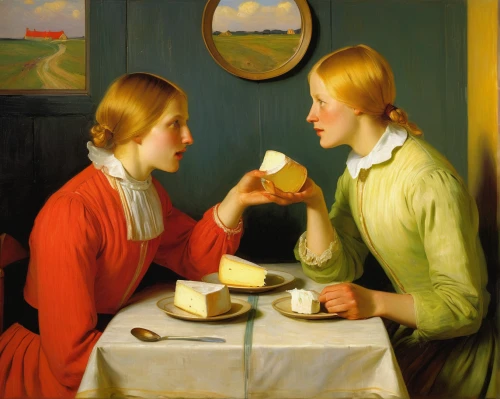 woman drinking coffee,women at cafe,young couple,café au lait,holding cup,tea drinking,grant wood,cream tea,bellini,young women,woman at cafe,teatime,woman holding pie,café,cup and saucer,courtship,conversation,tearoom,two girls,girl with bread-and-butter,Art,Classical Oil Painting,Classical Oil Painting 20