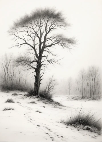 isolated tree,winter tree,winter landscape,lone tree,snow tree,bare tree,snow landscape,wintry,bare trees,hoarfrost,beech trees,andreas cross,elm tree,tree thoughtless,treemsnow,copse,snowy tree,gray-scale,snow trees,heather winter,Illustration,Black and White,Black and White 35