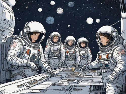sci fiction illustration,astronauts,spacewalks,cosmonautics day,astronautics,space art,spacewalk,space walk,spacesuit,space craft,space tourism,space travel,space voyage,earth rise,lost in space,spacefill,space-suit,space suit,moon landing,astronaut,Illustration,Retro,Retro 22