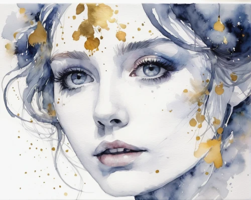 watercolor blue,watercolor paint,watercolor,watercolor painting,watercolour,watercolors,watercolor pencils,watercolor paint strokes,water colors,watercolor women accessory,sapphire,watercolor sketch,watercolor texture,watercolor paper,angel's tears,gold foil art,gold leaf,white lady,blue hydrangea,painted lady,Illustration,Paper based,Paper Based 20