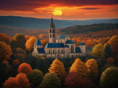 romania,fall landscape,autumn landscape,autumn scenery,vermont,beech mountains,belgium,wooden church,autumn mountains,autumn background,transylvania,notre dame de sénanque,gothic church,colors of autumn,autumn idyll,france,church painting,black church,church faith,fairytale castle,Illustration,Abstract Fantasy,Abstract Fantasy 19