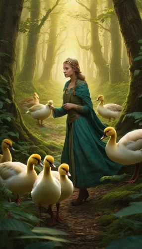 the pied piper of hamelin,pied piper,fantasy picture,goslings,flock home,ducklings,bard,duck females,ducks  geese and swans,children's fairy tale,wild ducks,the mother and children,duckling,jrr tolkien,flock,a fairy tale,druid grove,shepherd romance,the good shepherd,geese,Conceptual Art,Daily,Daily 11
