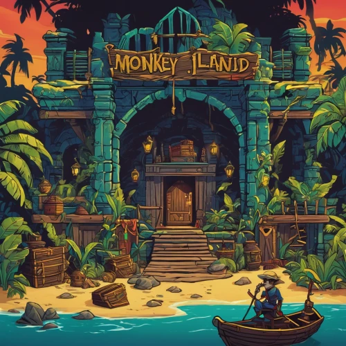 monkey island,monkeys band,pirate treasure,monkeys,cd cover,islands,ms island escape,temples,tropical jungle,tropical island,tropical house,treasure chest,monkey gang,game illustration,the monkey,monoline art,morris island,monkey,jungle,monkey soldier,Photography,Fashion Photography,Fashion Photography 17