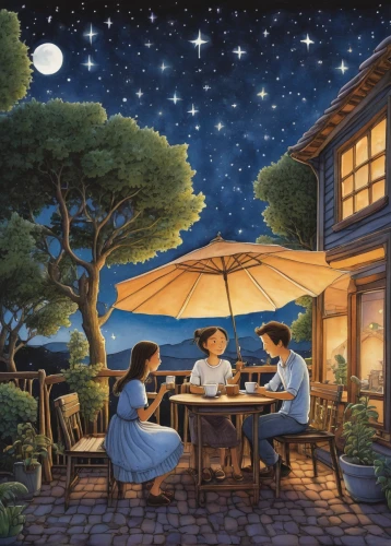 outdoor dining,placemat,children studying,night scene,star kitchen,tobacco the last starry sky,dining,romantic dinner,cd cover,japanese restaurant,outdoor table,mid-autumn festival,fine dining restaurant,tearoom,romantic scene,romantic night,astronomers,watercolor cafe,kitchen table,dining table,Illustration,Children,Children 03