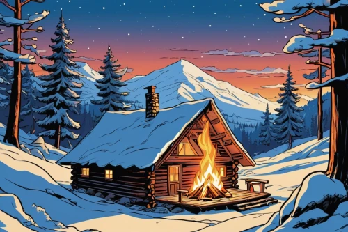 christmas snowy background,christmas landscape,winter house,the cabin in the mountains,log cabin,mountain hut,winter background,snow scene,winter village,christmas scene,snowhotel,christmas wallpaper,snow house,winter landscape,snow shelter,alpine hut,snow landscape,christmasbackground,small cabin,warm and cozy,Illustration,American Style,American Style 13