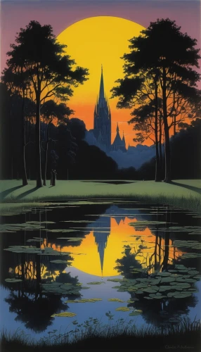 travel poster,lavenham,highclere castle,houses silhouette,the touquet,house silhouette,tommie crocus,chambord,night scene,suffolk,dusk background,cypress,dusk,essex,art deco,cambridgeshire,church painting,early evening,sussex,idyll,Illustration,Black and White,Black and White 22