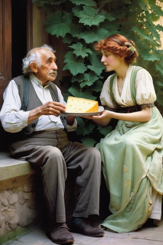 woman holding pie,old couple,hands holding plate,italian painter,care for the elderly,vintage man and woman,social service,elderly people,conversation,courtship,elderly man,meticulous painting,newspaper delivery,pizza service,lillian gish - female,caregiver,old age,grandparents,man and woman,elderly,Illustration,Retro,Retro 03
