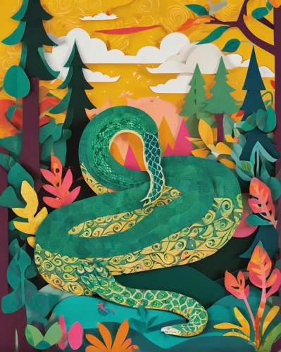 serpent,tree python,green tree python,python,water snake,painted dragon,tree snake,forest dragon,yellow python,emperor snake,anaconda,pachamama,woodland salamander,gree tree python,spring salamander,snakebite,snake,constrictor,snake charming,flying snake,Unique,Paper Cuts,Paper Cuts 07