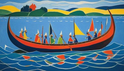 sailing boats,regatta,boat landscape,sailing-boat,david bates,sailing boat,viking ships,rowing boats,row boats,fishing boats,canoes,sailboats,sail boat,small boats on sea,wherry,rowboats,row boat,wooden boats,boats,olle gill,Art,Artistic Painting,Artistic Painting 40