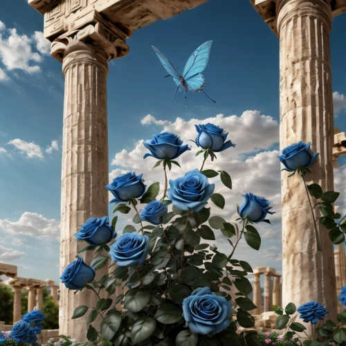 greek temple,ancient greek temple,ephesus,temple of diana,three pillars,jerash,athens,doric columns,blue butterflies,acropolis,vittoriano,temple of hercules,roman temple,ulysses butterfly,blue rose,butterfly background,ancient roman architecture,temple of poseidon,eternal city,blue moon rose