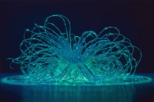 water flower,fiber optic light,bioluminescence,sea anemone,blue chrysanthemum,cnidaria,apophysis,portuguese man o' war,escherichia coli,lion's mane jellyfish,blue anemone,water lily plate,drawing with light,box jellyfish,peacock carnation,plasma lamp,jellyfish,fiber optic,water-the sword lily,plasma globe,Illustration,Abstract Fantasy,Abstract Fantasy 20