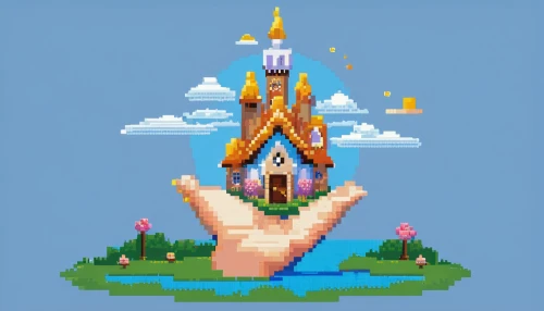 pixel art,fairy chimney,floating island,praying hands,disney castle,fairy tale castle,wishing well,basil's cathedral,airbnb icon,pixelgrafic,water castle,russian pyramid,flying island,fantasy world,tiny world,fairytale castle,pixel,fairy tale icons,castle,3d fantasy,Unique,Pixel,Pixel 01
