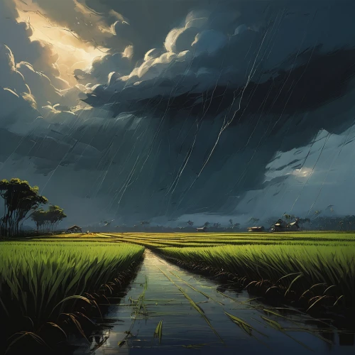 rain field,ricefield,monsoon,rainstorm,rice fields,thunderstorm,rainy season,after rain,cloudburst,swampy landscape,after the storm,the rice field,alligator alley,rural landscape,monsoon banner,raincloud,rains,rain clouds,after the rain,storm ray,Illustration,Black and White,Black and White 08