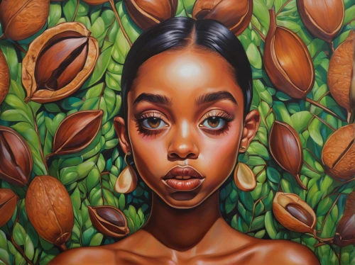 oil painting on canvas,oil on canvas,almond oil,brazil nut,pecan,oil painting,argan,mural,linden blossom,almond tree,kumquat,kumquats,african american woman,pistachios,african art,argan tree,shea butter,david bates,girl in a wreath,polynesian girl,Conceptual Art,Daily,Daily 15