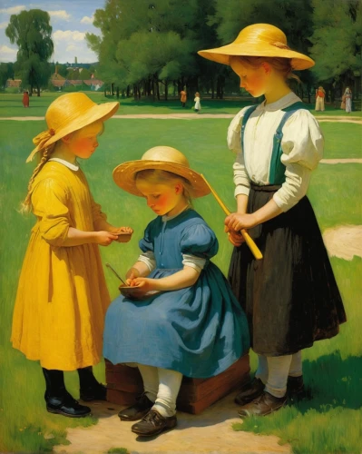 croquet,school children,mulberry family,children studying,young women,the mother and children,children girls,grant wood,mother with children,bougereau,walk with the children,girl picking apples,parents with children,children learning,playing field,mother and children,sun hats,children drawing,pilgrims,spectator,Art,Classical Oil Painting,Classical Oil Painting 20