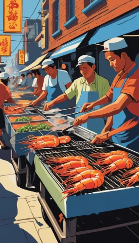 filipino barbecue,chinese sausage,fish market,meat counter,chinatown,china town,large market,the market,korean cuisine,korean chinese cuisine,market,barbeque,barbecue,chile and frijoles festival,street food,street fair,namdaemun market,pork barbecue,market stall,hong kong cuisine,Illustration,American Style,American Style 09