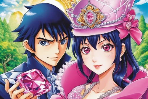 prince and princess,pitahaya,hamearis lucina,heart with crown,blu ray,magi,magic grimoire,book cover,anime japanese clothing,ganai,world end,game illustration,reizei,hamelin,cd cover,cover,couple boy and girl owl,anime cartoon,romance novel,tsoureki,Illustration,Japanese style,Japanese Style 05