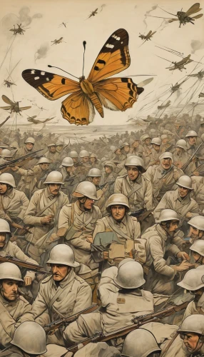 migration,migrate,swarms,the army,animal migration,invasion,swarm,butterfly effect,lost in war,colony,moths and butterflies,world war 1,papillon,migratory,army,butterflies,viceroy (butterfly),federal army,first world war,wartime,Illustration,Black and White,Black and White 25