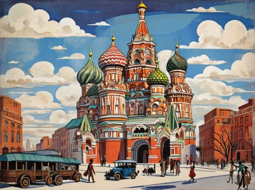 saint basil's cathedral,basil's cathedral,the red square,moscow,red square,moscow city,the kremlin,kremlin,moscow 3,russia,leningrad,under the moscow city,russian folk style,saintpetersburg,temple of christ the savior,church painting,orlovsky,arbat street,moscow watchdog,petersburg,Illustration,Realistic Fantasy,Realistic Fantasy 21
