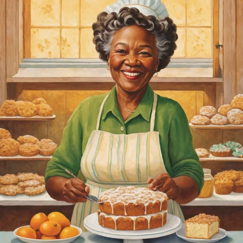 woman holding pie,african american woman,cooking book cover,gingerbread maker,challah,cornbread,confectioner,apple pie vector,baking,southern cooking,queen of puddings,crumb cake,baked goods,sweet rolls,rum cake,butter pie,corn bread,homemaker,monkey bread,baking bread,Art,Artistic Painting,Artistic Painting 25
