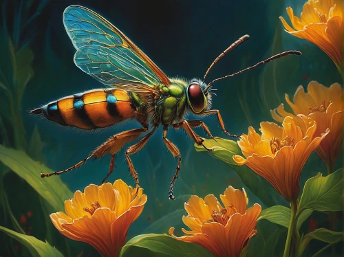 flower fly,pollinator,pollinate,artificial fly,wasp,drone bee,pollination,field wasp,pollinating,wild bee,bee,giant bumblebee hover fly,hover fly,syrphid fly,insects,drawing bee,jewel bugs,soldier beetle,megachilidae,pellucid hawk moth,Conceptual Art,Fantasy,Fantasy 28