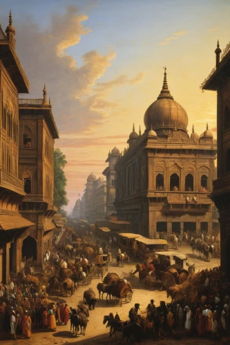 orientalism,the carnival of venice,kunsthistorisches museum,ganges,grand bazaar,constantinople,the market,indian art,large market,venetian,genesis land in jerusalem,eternal city,universal exhibition of paris,durbar square,rome 2,commerce,souq,ancient rome,golden temple,vittoriano,Art,Classical Oil Painting,Classical Oil Painting 37