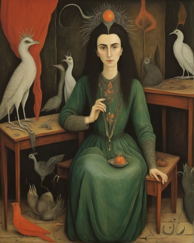 woman eating apple,crow queen,woman holding pie,woman drinking coffee,candlemaker,woman at cafe,woman sitting,priestess,woman with ice-cream,persian poet,apothecary,zoroastrian novruz,fortune teller,the collector,praying woman,anahata,woman playing,the witch,divination,lilian gish - female,Illustration,Abstract Fantasy,Abstract Fantasy 16