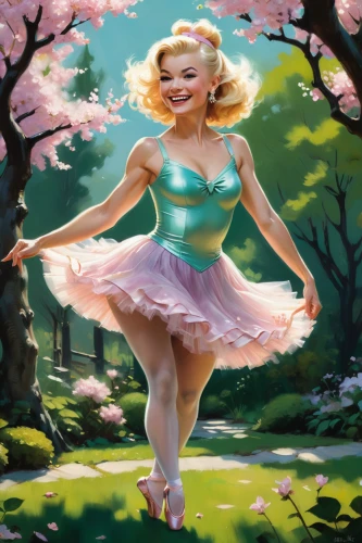 ballerina in the woods,rosa ' the fairy,rosa 'the fairy,fairy,alice in wonderland,fairy tale character,ballerina girl,fairy world,spring background,springtime background,ballet tutu,faerie,cinderella,little girl fairy,fairy queen,flower fairy,wonderland,ballerina,alice,hoopskirt,Conceptual Art,Oil color,Oil Color 04