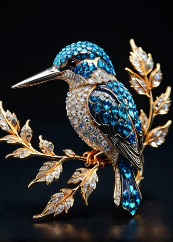 an ornamental bird,ornamental bird,prince of wales feathers,kingfisher,giant kingfisher,ornamental duck,feather jewelry,decoration bird,blue peacock,common kingfisher,birds blue cut glass,peacock,brooch,blue birds and blossom,feathers bird,birds gold,blue bird,alcedo atthis,metalsmith,vintage ornament,Photography,General,Commercial