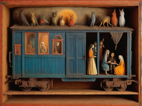 puppet theatre,cupboard,cabinet,dolls houses,cabinets,doll house,compartments,the annunciation,kitchen cabinet,doll's house,nativity,china cabinet,cabinetry,street organ,armoire,surrealism,sideboard,nativity scene,vitrine,hare window,Illustration,Abstract Fantasy,Abstract Fantasy 16
