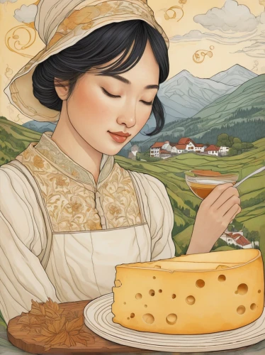 woman holding pie,asiago pressato,asiago,girl with bread-and-butter,emmental cheese,emmental,parmigiano-reggiano,limburger cheese,cheese plate,gruyere,pecorino romano,cheesemaking,pecorino sardo,emmenthal cheese,cheese factory,grana padano,woman eating apple,game illustration,fontina val d'aosta cheese,cheese sales,Illustration,Japanese style,Japanese Style 15