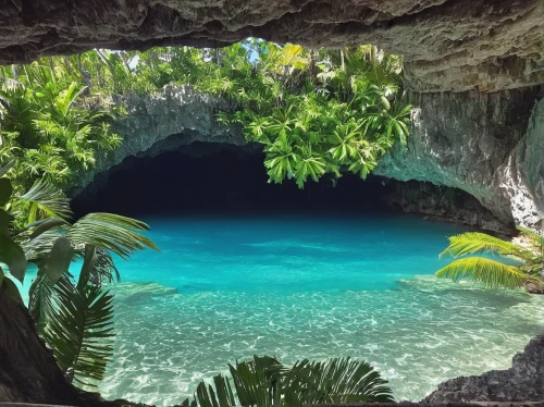 cenote,cave on the water,blue cave,sea cave,the limestone cave entrance,blue caves,underwater oasis,tropical island,caribbean,the caribbean,the blue caves,dominican republic,samoa,ocean paradise,underground lake,cave,carribean,tropical sea,sea caves,secluded,Illustration,Paper based,Paper Based 15