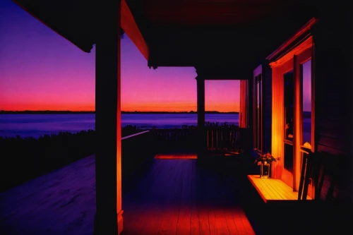 beach house,beachhouse,summer house,cape cod,summer cottage,beach hut,house silhouette,night glow,porch,dunes house,hideaway,marthas vineyard,pink dawn,decking,cottage,house by the water,wooden decking,martha's vineyard,sunset glow,evening atmosphere,Illustration,Abstract Fantasy,Abstract Fantasy 20
