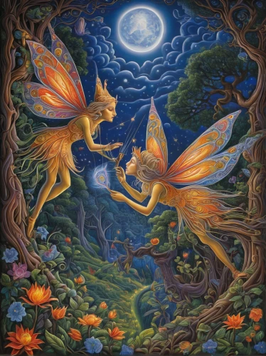 faerie,children's fairy tale,fairies aloft,faery,fae,fairy world,a fairy tale,fairy tale,fairy forest,fantasy picture,fairy tale icons,fantasy art,fairies,fantasia,capricorn mother and child,tapestry,forest of dreams,sun and moon,forest dragon,fairy tales,Illustration,Abstract Fantasy,Abstract Fantasy 21