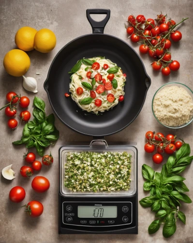 vegetable pan,cookware and bakeware,kitchen scale,sauté pan,cast iron skillet,tabbouleh,cooking vegetables,cooktop,baba ghanoush,pizza topping raw,chopped vegetables,giardiniera,mediterranean diet,menemen,cabbage soup diet,frittata,food preparation,mediterranean cuisine,food and cooking,green bell peppers,Photography,Fashion Photography,Fashion Photography 14