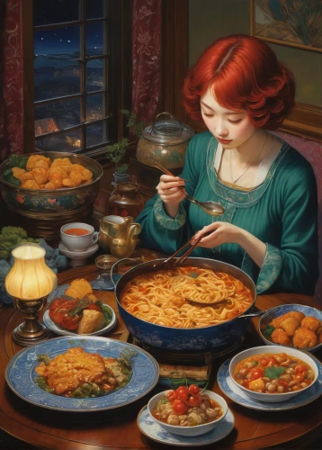 woman holding pie,placemat,merida,cookery,delicacies,food table,turkish cuisine,autumn taste,girl in the kitchen,food and cooking,girl with cereal bowl,teatime,thirteen desserts,tearoom,girl with bread-and-butter,nourishment,traditional food,persian norooz,cooking book cover,iranian cuisine,Illustration,Realistic Fantasy,Realistic Fantasy 08