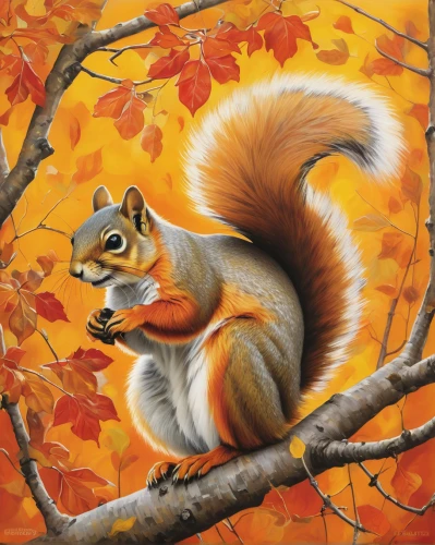 autumn icon,tree squirrel,squirell,abert's squirrel,eurasian squirrel,squirrel,autumn background,fall animals,relaxed squirrel,douglas' squirrel,atlas squirrel,chipping squirrel,red squirrel,autumn theme,the squirrel,eurasian red squirrel,squirrels,gray squirrel,acorns,fox squirrel,Art,Artistic Painting,Artistic Painting 21