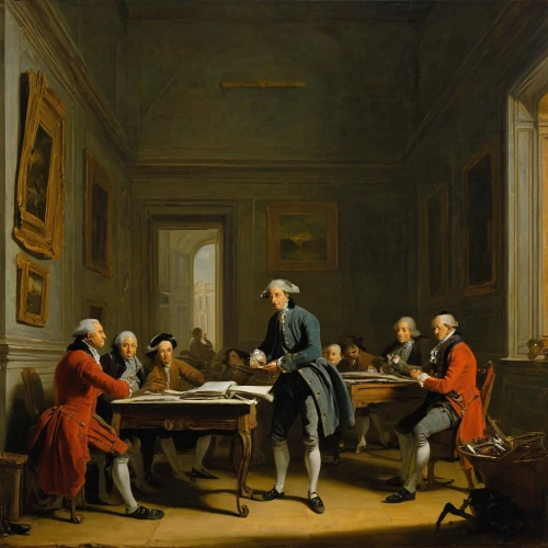 the dining board,dining table,poker table,round table,founding,conference table,card table,the conference,men sitting,board room,dining room,meticulous painting,robert duncanson,dining room table,children studying,chess game,partiture,a meeting,breakfast table,breakfast room,Art,Classical Oil Painting,Classical Oil Painting 35