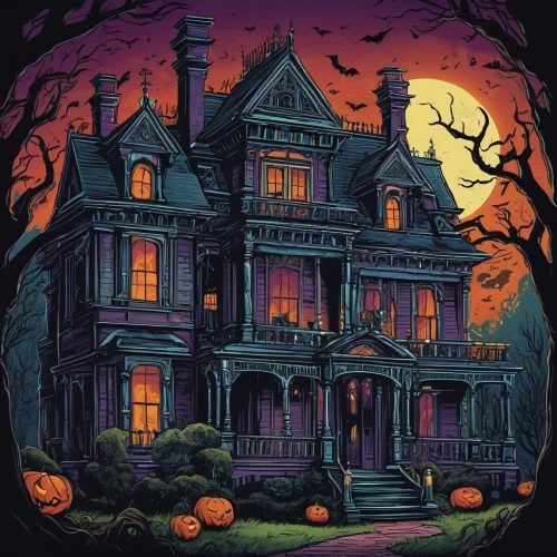 halloween illustration,halloween poster,halloween wallpaper,halloween scene,witch's house,halloween background,halloween and horror,the haunted house,witch house,halloween paper,haunted house,halloween ghosts,halloween border,halloween line art,retro halloween,halloween decor,halloween frame,halloween icons,halloween owls,jack-o'-lanterns,Illustration,Realistic Fantasy,Realistic Fantasy 25