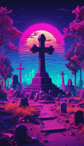 halloween wallpaper,necropolis,graveyard,purple wallpaper,old graveyard,desktop wallpaper,halloween background,easter background,would a background,wallpaper,4k wallpaper,aesthetic,the grave in the earth,wallpaper roll,pilgrimage,hd wallpaper,retro background,cartoon video game background,screen background,background screen,Conceptual Art,Sci-Fi,Sci-Fi 28