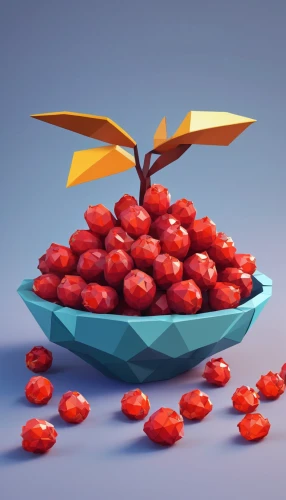 cherries in a bowl,cherry branch,red berries,cherries,cranberry,rose hip berries,rowanberries,berries,fruit bowl,sweet cherries,sour cherries,cherry,berry fruit,red fruits,many berries,wild cherry,rosehip berries,pomegranate,cranberries,red fruit,Unique,3D,Low Poly
