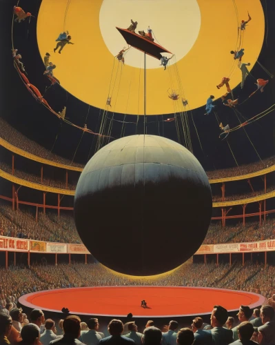 slamball,musical dome,planetarium,the globe,circus,airship,airships,atomic age,baron munchausen,circus show,epcot ball,blimp,flying saucer,yard globe,globe,zeppelins,heliosphere,bat-and-ball games,theater of war,kin-ball,Conceptual Art,Sci-Fi,Sci-Fi 16