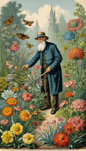 gardener,picking flowers,girl picking flowers,work in the garden,picking vegetables in early spring,opium poppies,flower and bird illustration,flower garden,gardening,garden pipe,flower painting,bach flowers,flower nectar,the garden marigold,flowers field,floristics,field of flowers,illustration of the flowers,bach flower therapy,flower field,Illustration,Retro,Retro 24