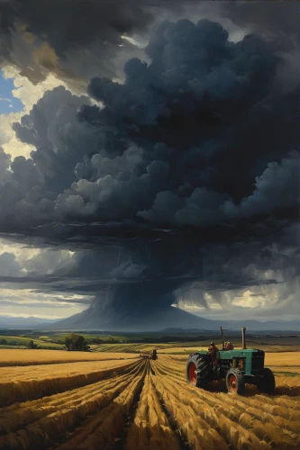 farm landscape,rural landscape,nebraska,grain harvest,prairie,agriculture,grain field,rain field,storm clouds,farm tractor,alberta,plains,farmlands,manitoba,storm ray,grain field panorama,farmland,tractor,thunderclouds,high landscape,Conceptual Art,Fantasy,Fantasy 15