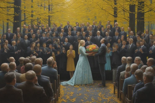 the ceremony,church painting,ceremony,wedding ceremony,wedding photo,golden weddings,silver wedding,bridegroom,oil painting on canvas,celtic woman,wedding couple,the bride's bouquet,bridal veil,matrimony,contemporary witnesses,the order of the fields,oil on canvas,choral,way of the roses,forest chapel,Conceptual Art,Daily,Daily 30