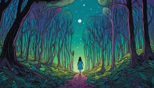 forest of dreams,forest path,the forest,the path,the mystical path,the woods,fairy forest,enchanted forest,digital illustration,pathway,forest walk,sci fiction illustration,wander,forest road,forest,hollow way,haunted forest,ballerina in the woods,the forests,the wanderer,Illustration,Children,Children 06