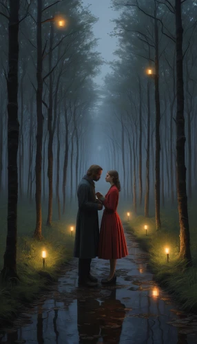 romantic scene,lanterns,love in the mist,a fairy tale,fireflies,fairy tale,fairytale,romantic portrait,romantic night,fairy lanterns,waltz,enchanted,romantic,lights serenade,fairytales,red string,fairy tales,lantern string,magical moment,red lantern,Conceptual Art,Daily,Daily 30