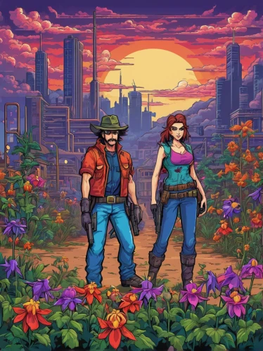 free land-rose,retro flowers,game illustration,farmers,retro background,forest workers,farmer,pixel art,way of the roses,refinery,game art,dusk background,farming,floristics,spring garden,80s,gardening,springtime background,blooming field,spring background,Unique,Pixel,Pixel 05