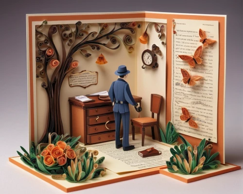 paper art,writing desk,book gift,diorama,cardstock tree,bookend,bookcase,hans christian andersen,miniature figures,buckled book,book antique,magic book,book illustration,the model of the notebook,book bindings,e-book reader case,card box,music box,library book,stack book binder,Unique,Paper Cuts,Paper Cuts 09