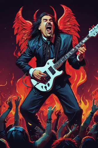 ibanez,lake of fire,guitar solo,lucifer,death angel,fire devil,spotify icon,devil,electric guitar,aporonisu metallica,satan,rock music,business angel,meatloaf,testament,angry man,heaven and hell,angelology,angel of death,the archangel,Conceptual Art,Fantasy,Fantasy 14